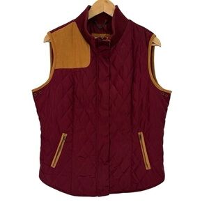 Bob Timberlake Quilted Vest Womens XL Maroon Red Equestrian Classic Work GUC